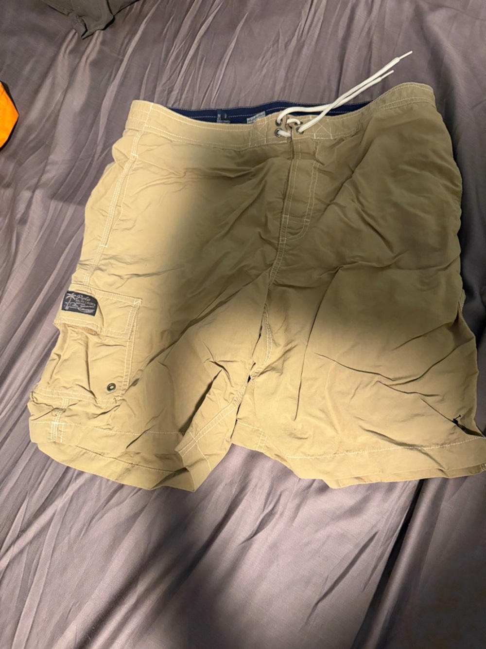 Ralph Lauren Tan Cargo Swim Shorts with Drawstring